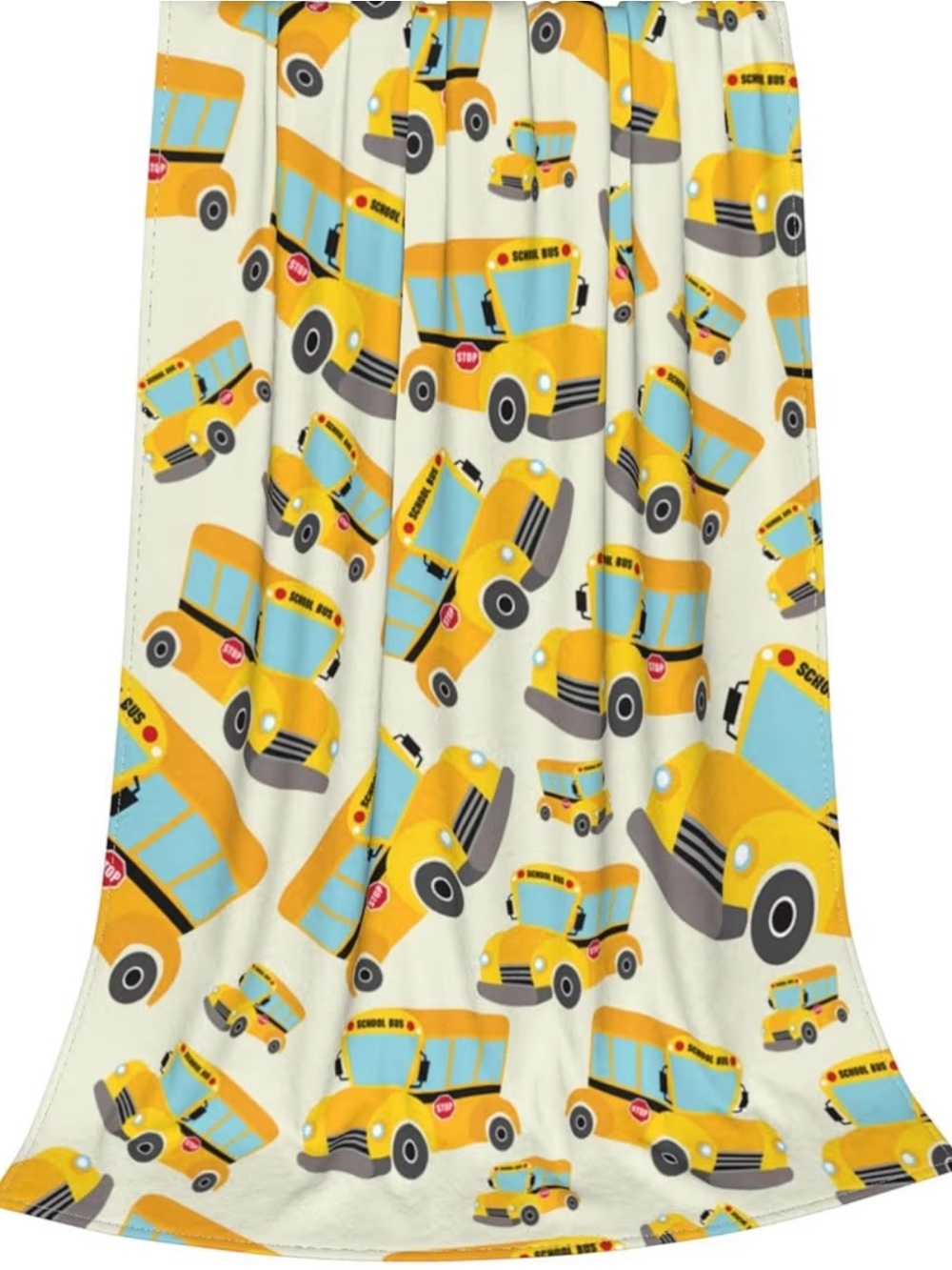 Yellow School Bus Kids Blanket - Playful Bus Print nwot